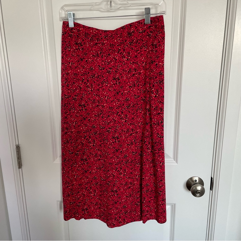 Red Cheetah Print Midi Skirt